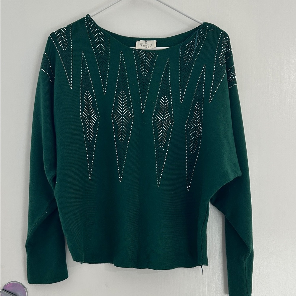Stylish Green Patterned Women's Sweatshirt